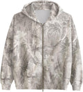 Women Camo Zip Up Oversized Fleece Hoodie Maple Leaf Print - Cozy Fit