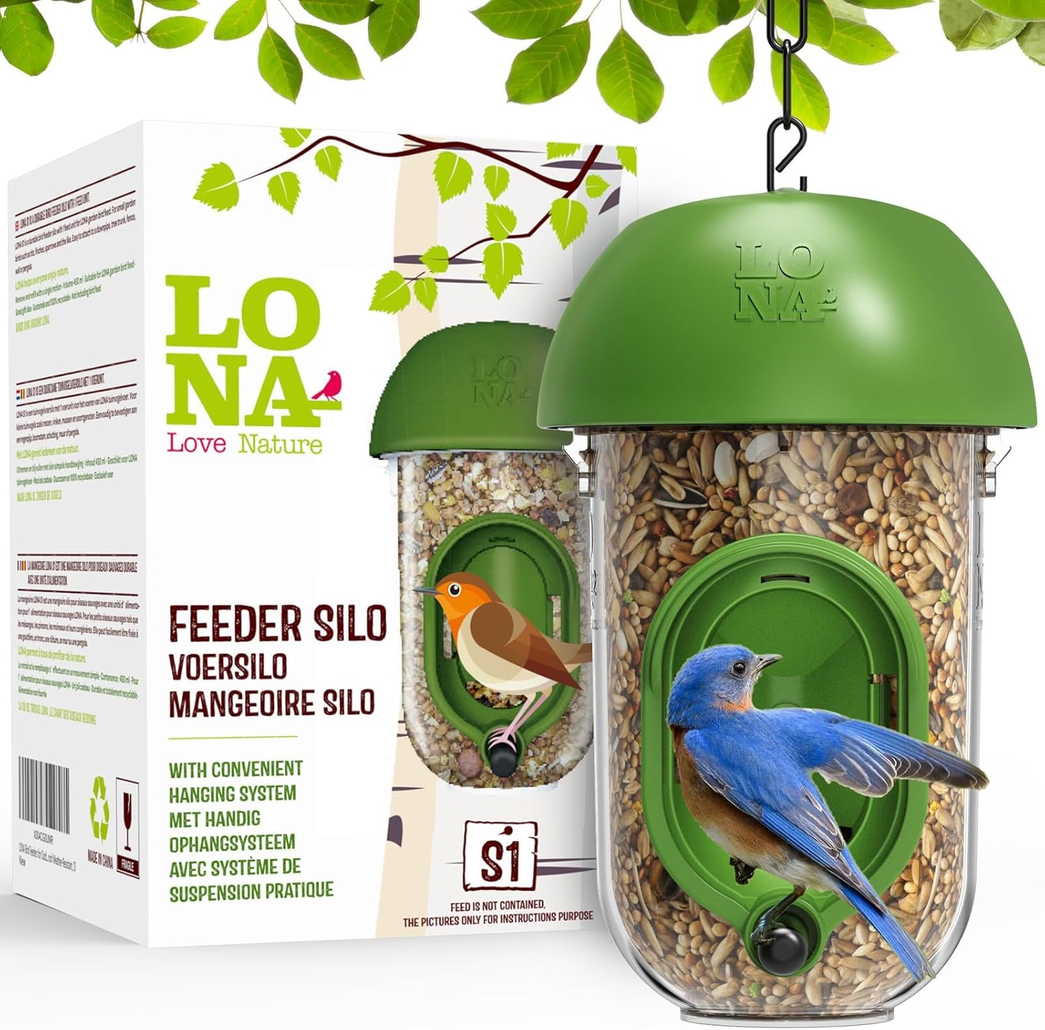 LO NA Wild Bird Feeder - All-Weather Hang Anywhere Tube, 1 Port