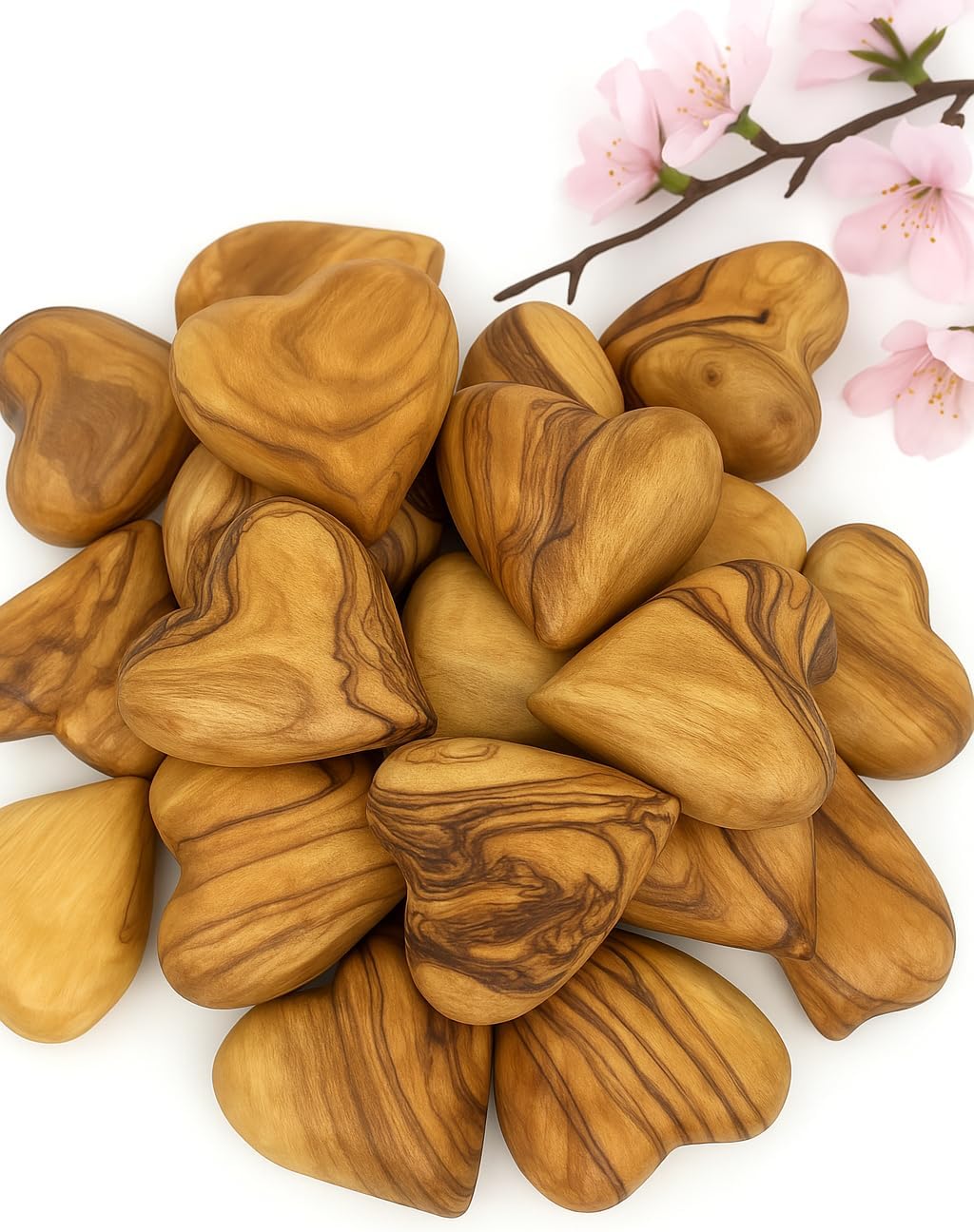 Olive Wood Hearts Set of 6 Decorative Handmade Gifts for All