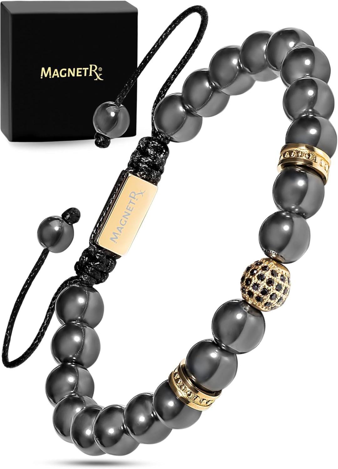 MagnetRX Magnetic Hematite Bracelet for Men and Women - Gold Zeus