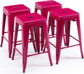 24 Inch Bar Stools Backless Metal Barstools Set of 4 - Durable Counter