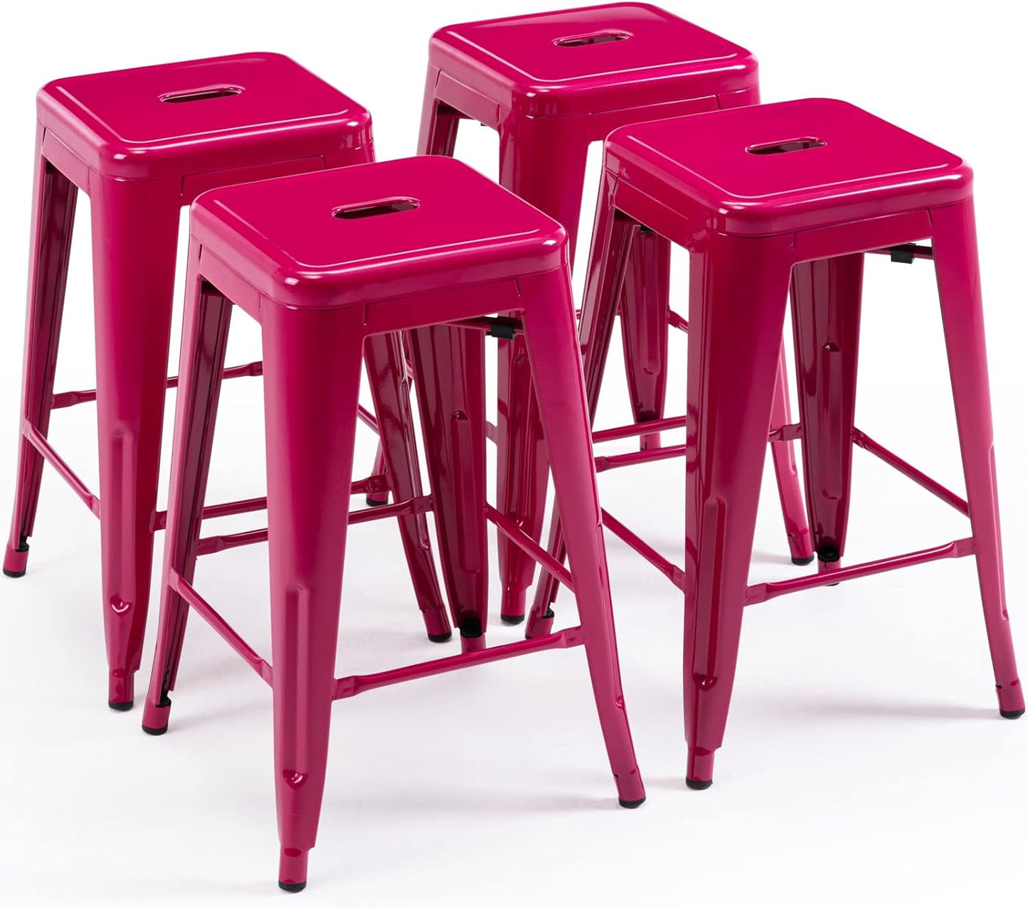 24 Inch Backless Metal Bar Stools Set of 4 for Indoor-Outdoor Use