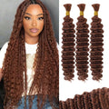 12A #30 Auburn Brown Human Braiding Hair 3 Bundles 18 in - Deep Wave