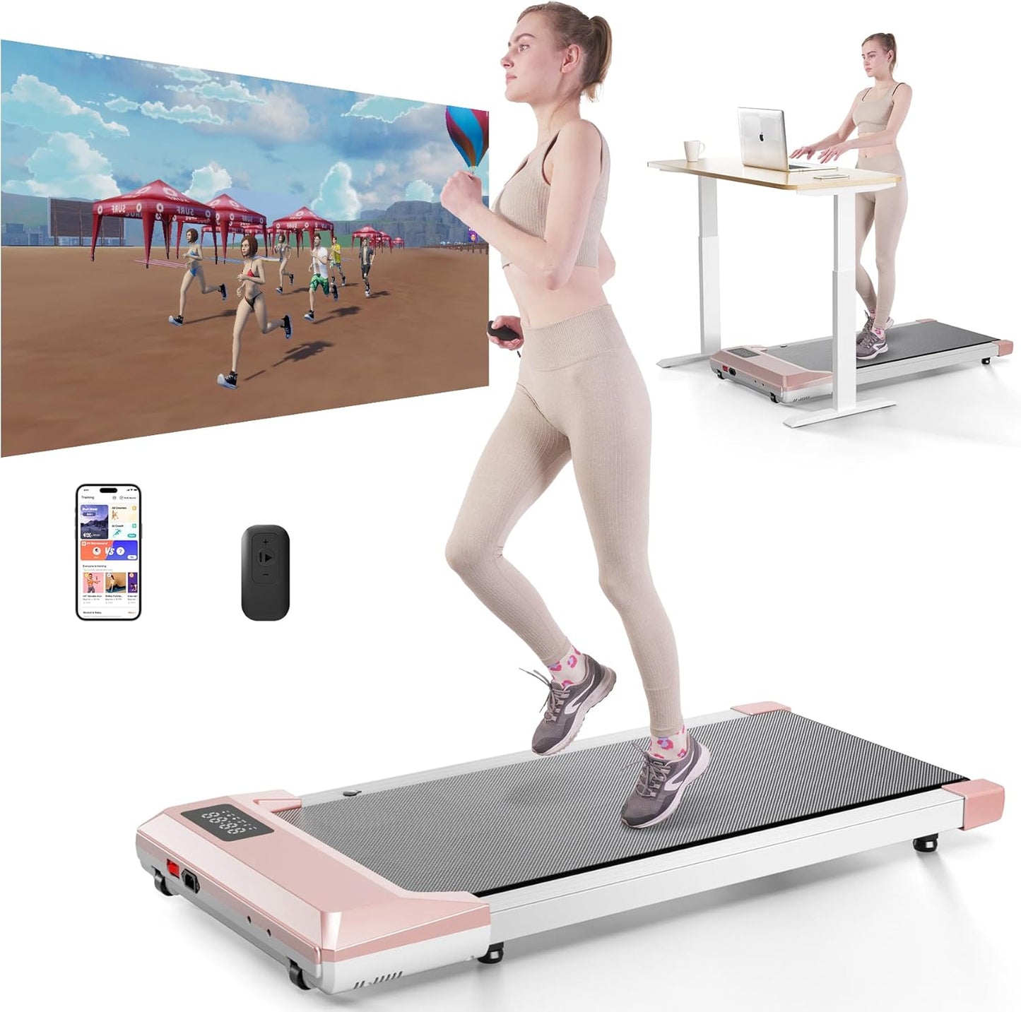 DeerRun 2025 Upgrade Walking Pad - Smart Under Desk Treadmill with Rewards - 2.5HP