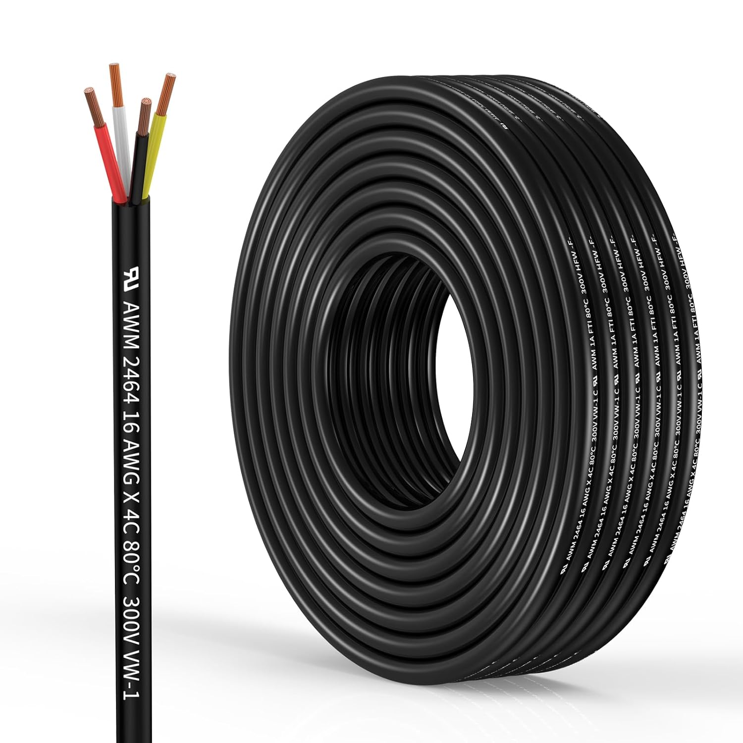 16 Gauge 4 Conductor Electrical Wire for LED Strips and More