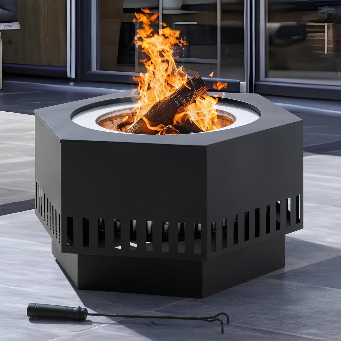 Smokeless Fire Pit by Sunjoy - Portable Hexagonal Design