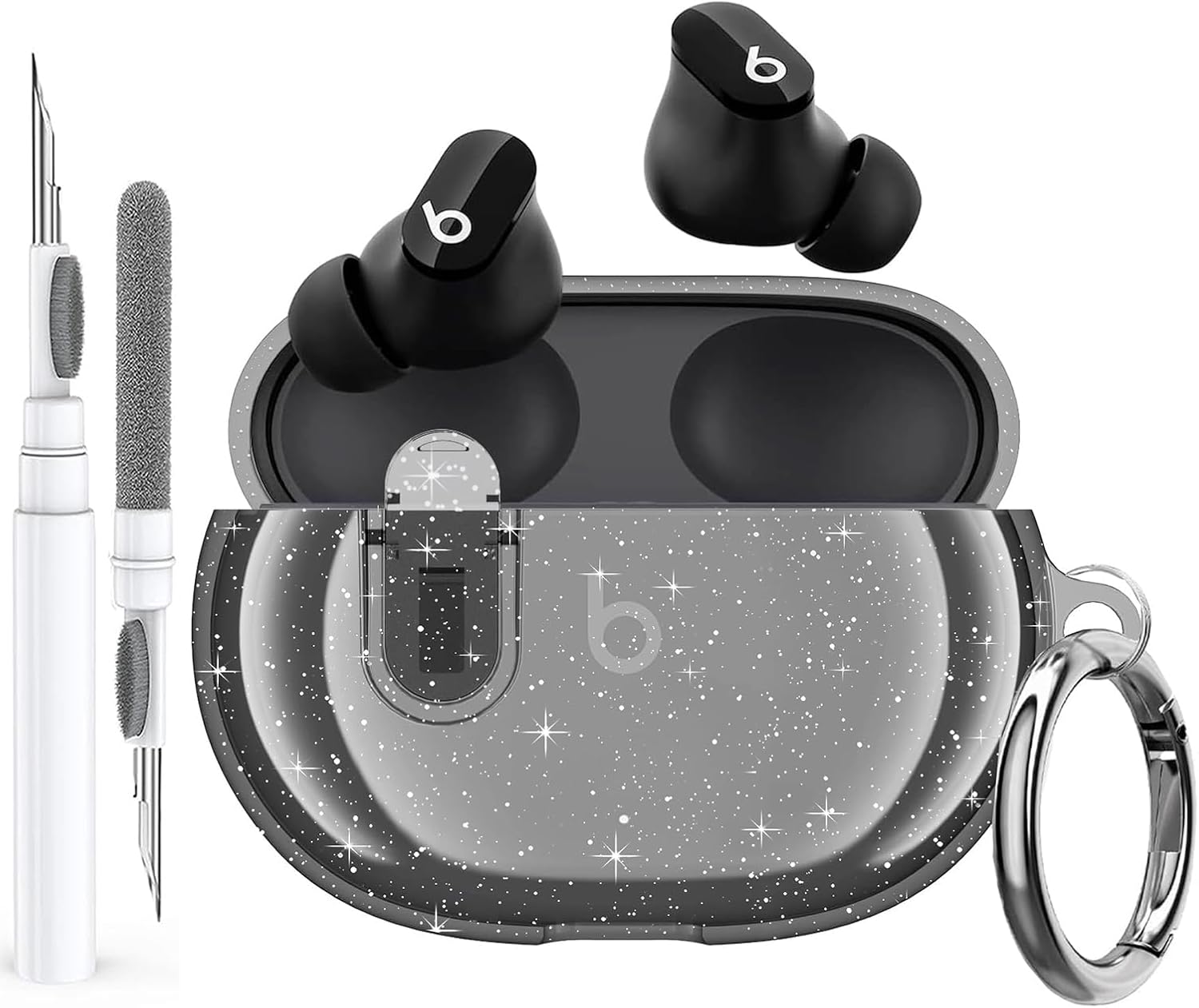 Sparkle Clear Case for Beats Studio Buds - Glitter Black