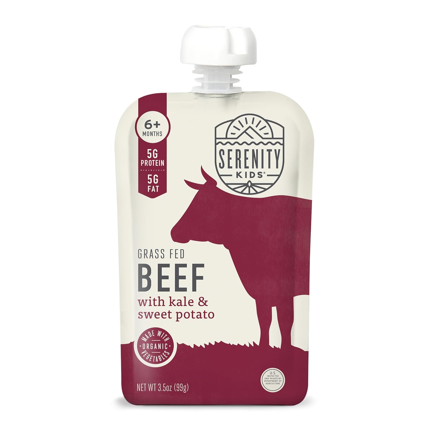 Serenity Kids Baby Food Pouch Puree with Grass Fed Beef & Veggies