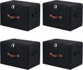 4 Pack Storage Bins with Zipper Lid Cotton Linen Fabric - Large
