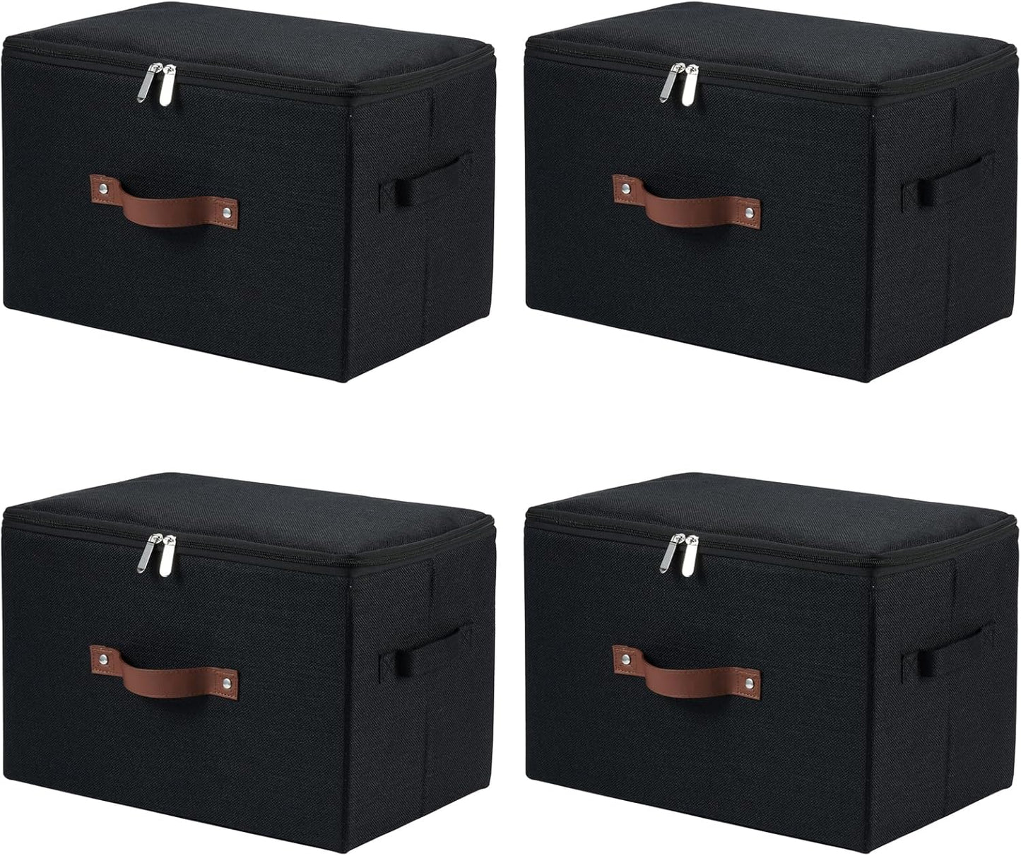 4 Pack Storage Bins with Zipper Lid for Organized Living