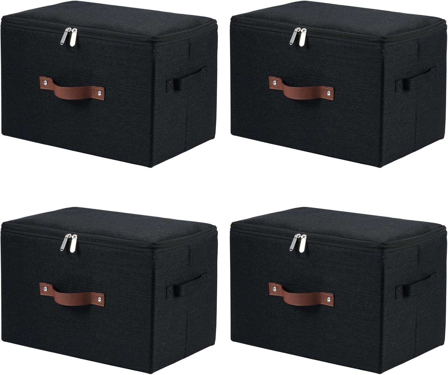 4 Pack Storage Bins with Zipper Lid for Organized Living