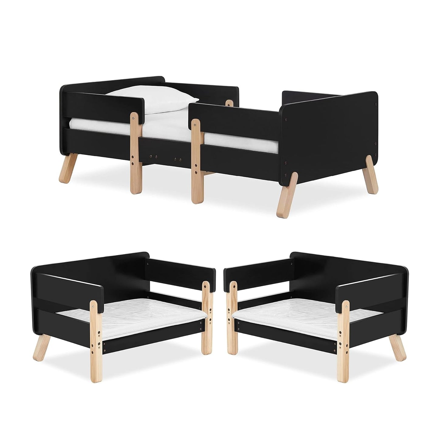 Osko Convertible Toddler Bed in Black - Safe & Stylish Design