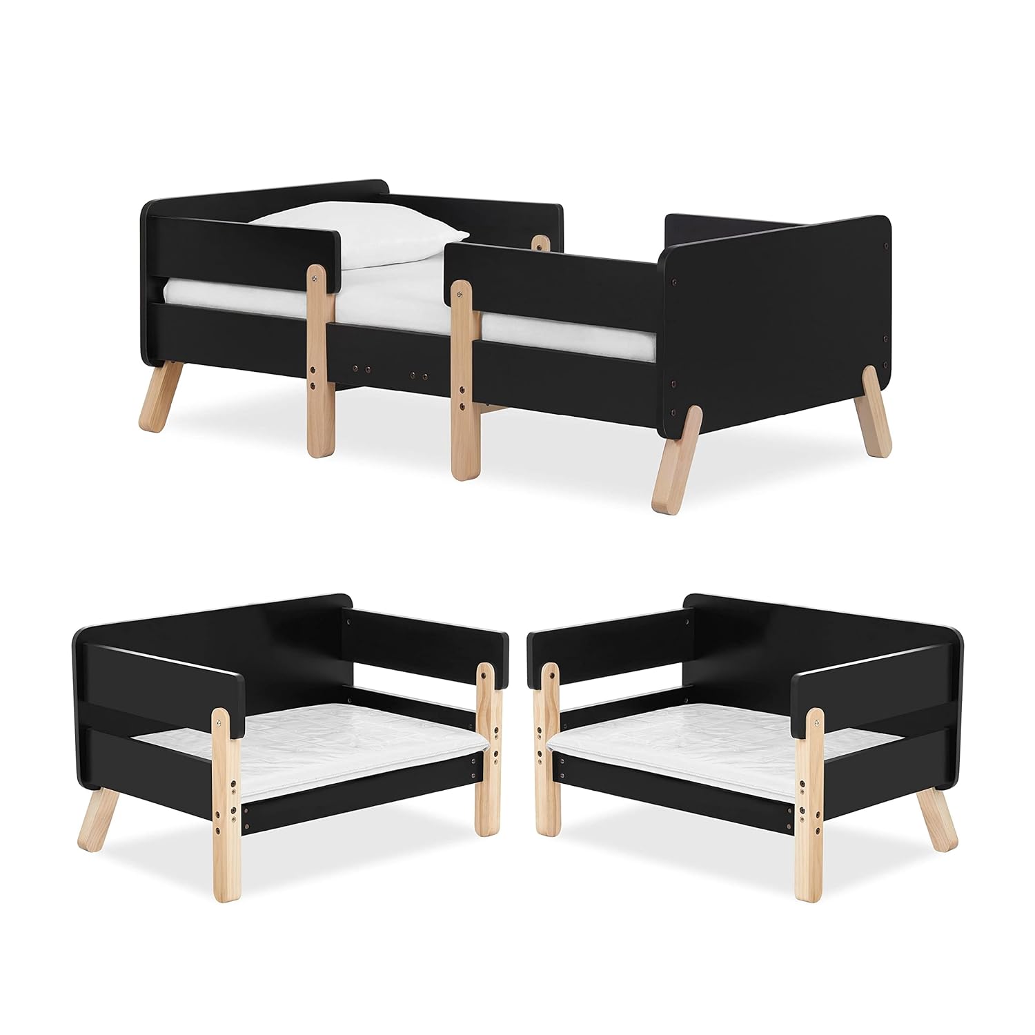 Osko Convertible Toddler Bed in Black - Safe & Stylish Design