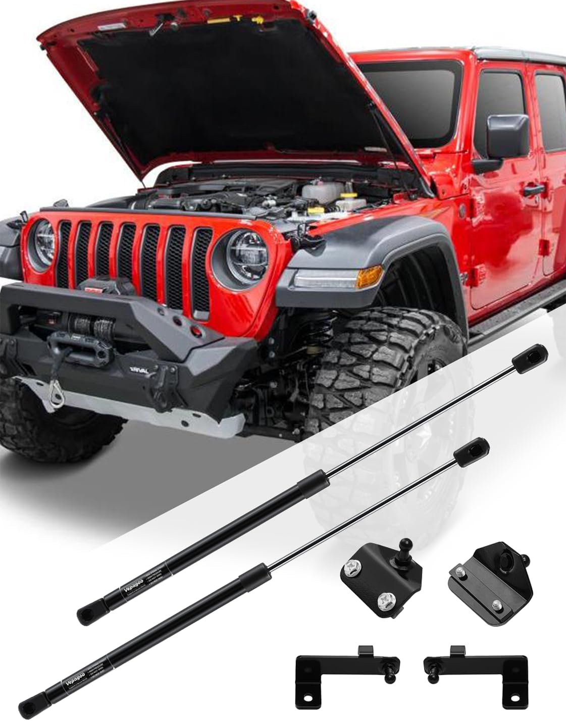 Vepagoo Front Hood Gas Lift Supports for Jeep Wrangler JL & Gladiator