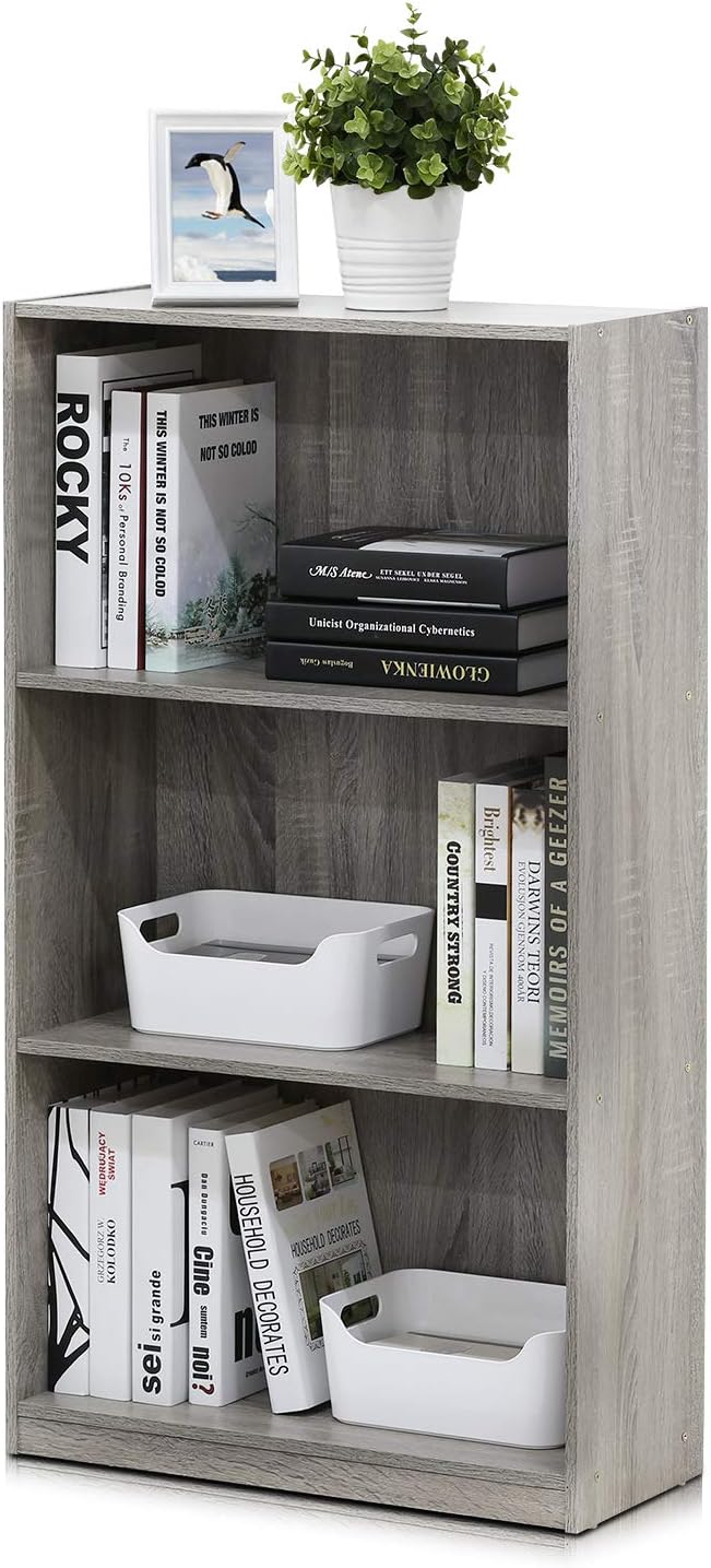 Furinno Basic 3-Tier Bookcase Storage Shelves for Any Room