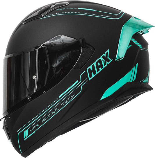 HAX Obsidian Full Face Dual Visor Motorcycle Helmet XL Matte Black
