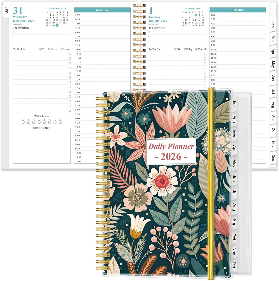 2026 Daily & Monthly Planner - One Page Per Day for Easy Planning