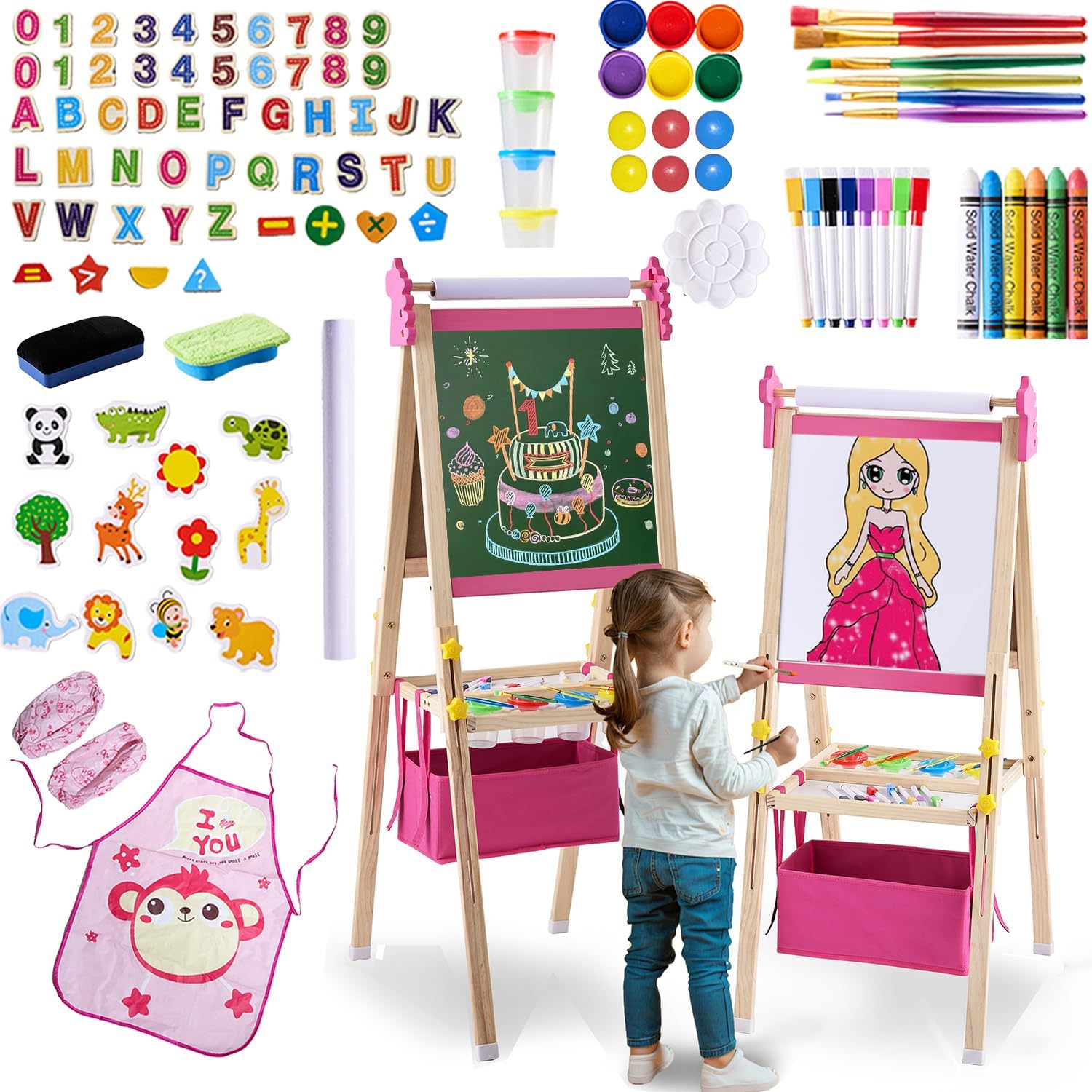 Art Easel for Kids - Adjustable Double-Sided Magnetic Board