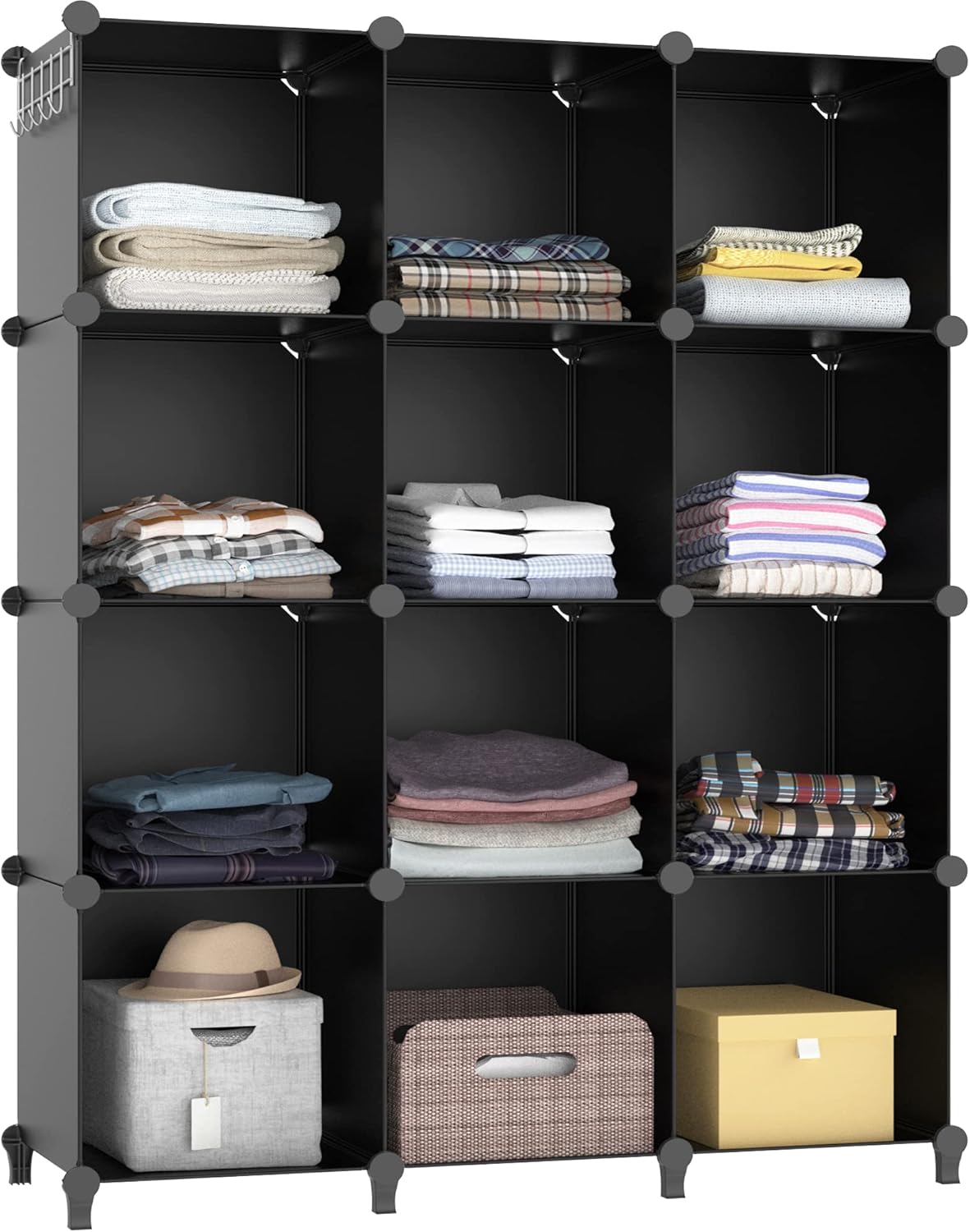 12 Cube Storage Organizer for Kids and Home, Portable Closet Shelves