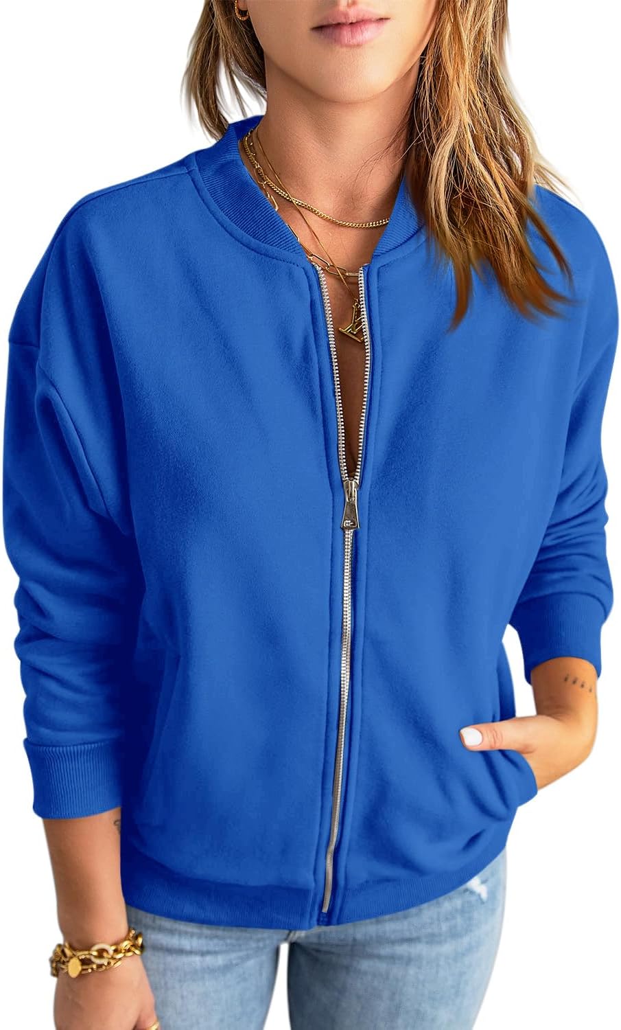 GeGekoko Womens Zip Up Sweatshirts for Casual Loose Style