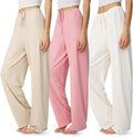 Womens Bootcut Pajama Pants 3 Pack - Lightweight Flowy Lounge