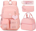 Student Backpack for Girls Women 3PCS - Waterproof Laptop Bag