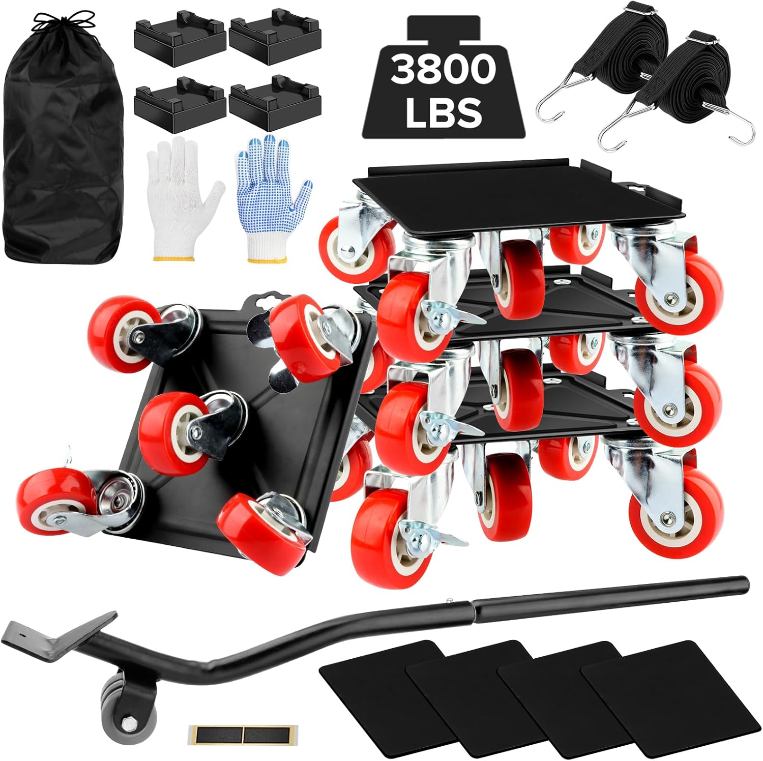 Heavy Duty Furniture Dolly with 5 Rotatable Wheels for Moving