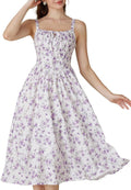 Scarlet Darkness Floral Corset Cami Dress - Flattering Mid-Calf Fit [