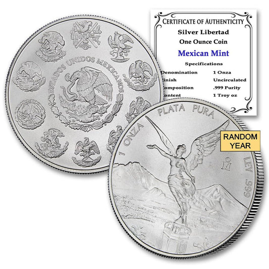 1 oz Mexican Silver Libertad Coin Brilliant Uncirculated Quality