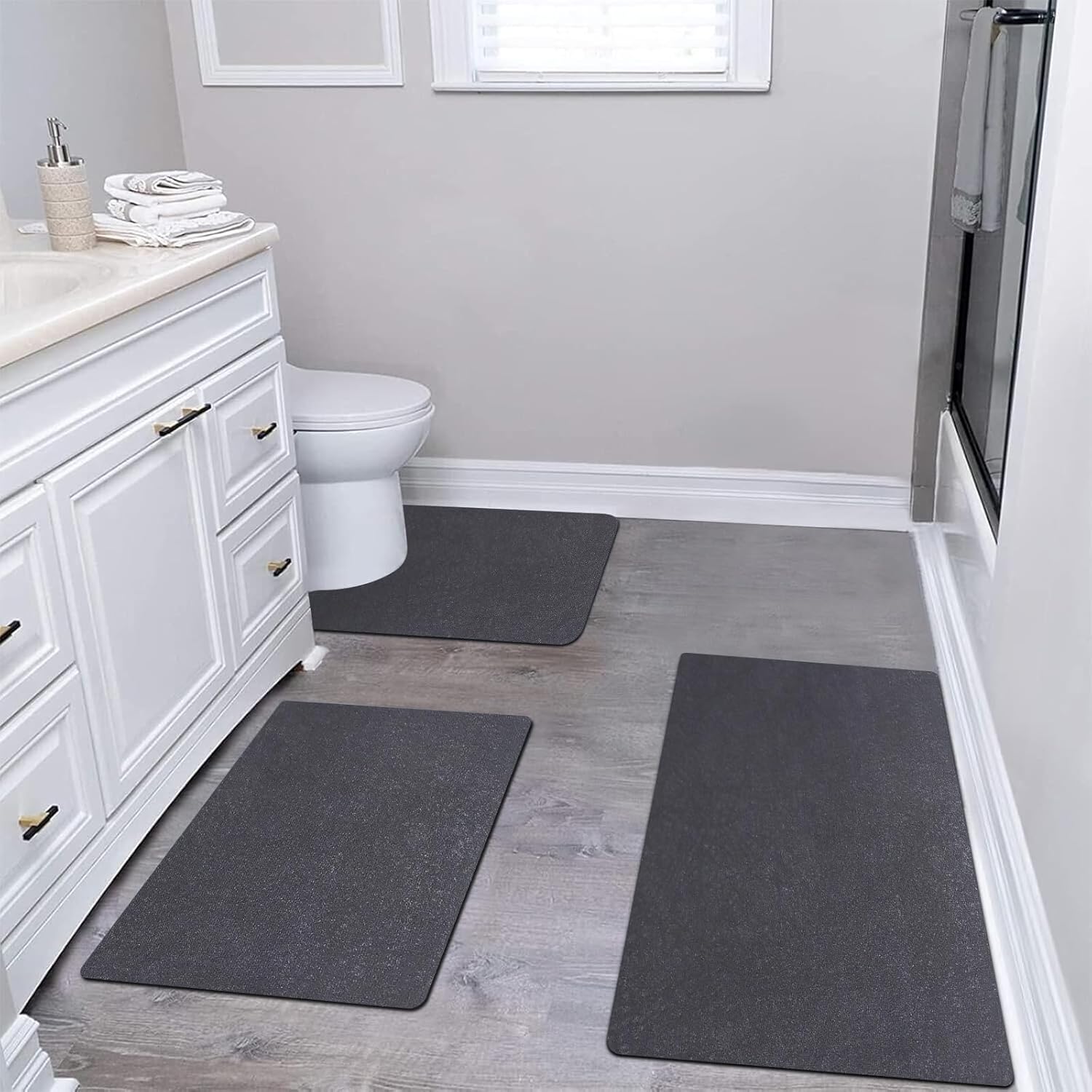 Diatomaceous Earth Bath Mat Set - Super Absorbent Quick Dry