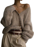 Yimoon Womens Fuzzy Cardigan Sweater V Neck Button Down - Cozy