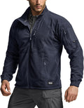 CQR Men's Full-Zip Tactical Jacket - Warm Grid Fleece Mid-Layer Tesla