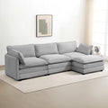 112 in Light Grey Corduroy Modular Sectional Sofa - Large 4-Seat