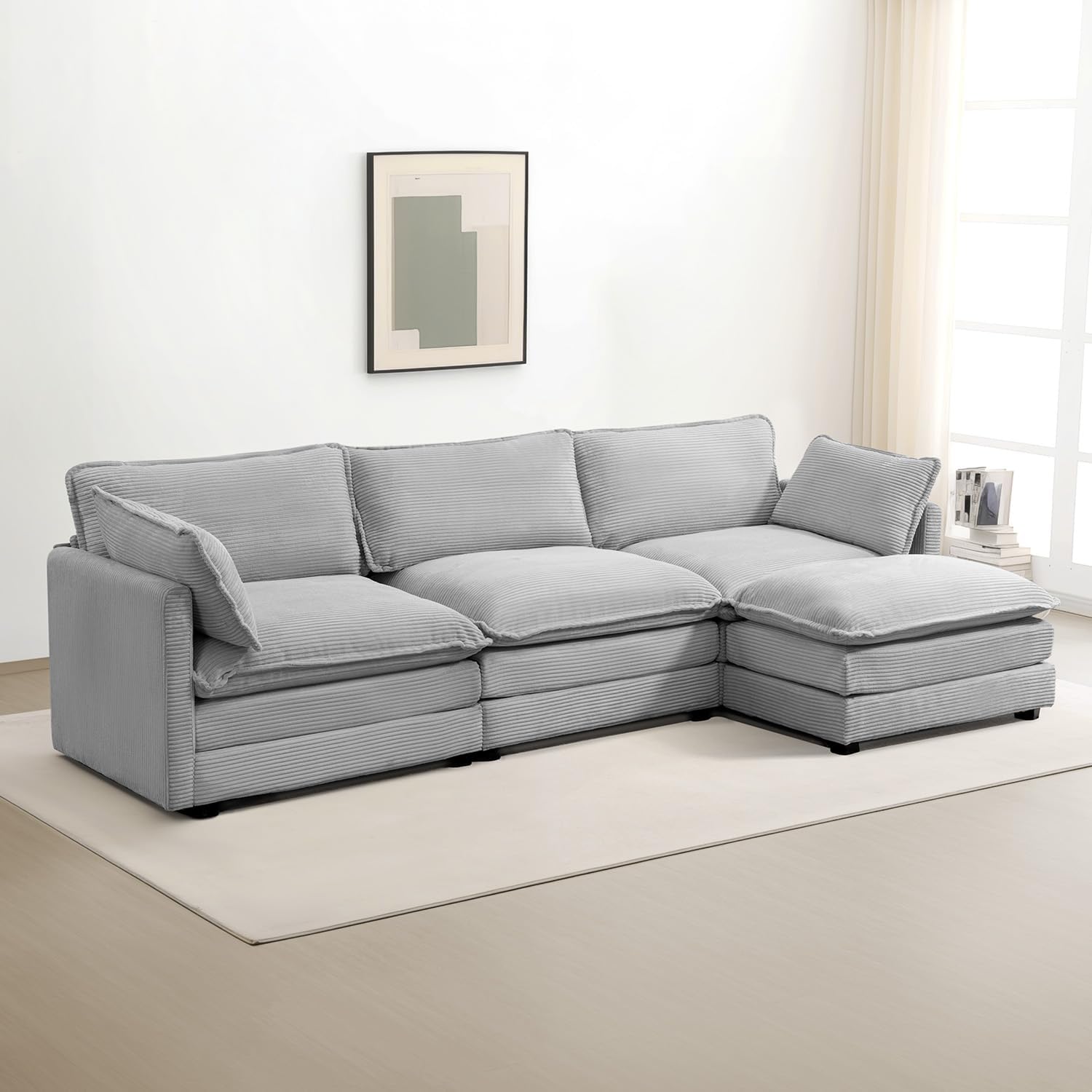 ROWHY Oversized Modular Sectional Sofa with Movable Ottoman