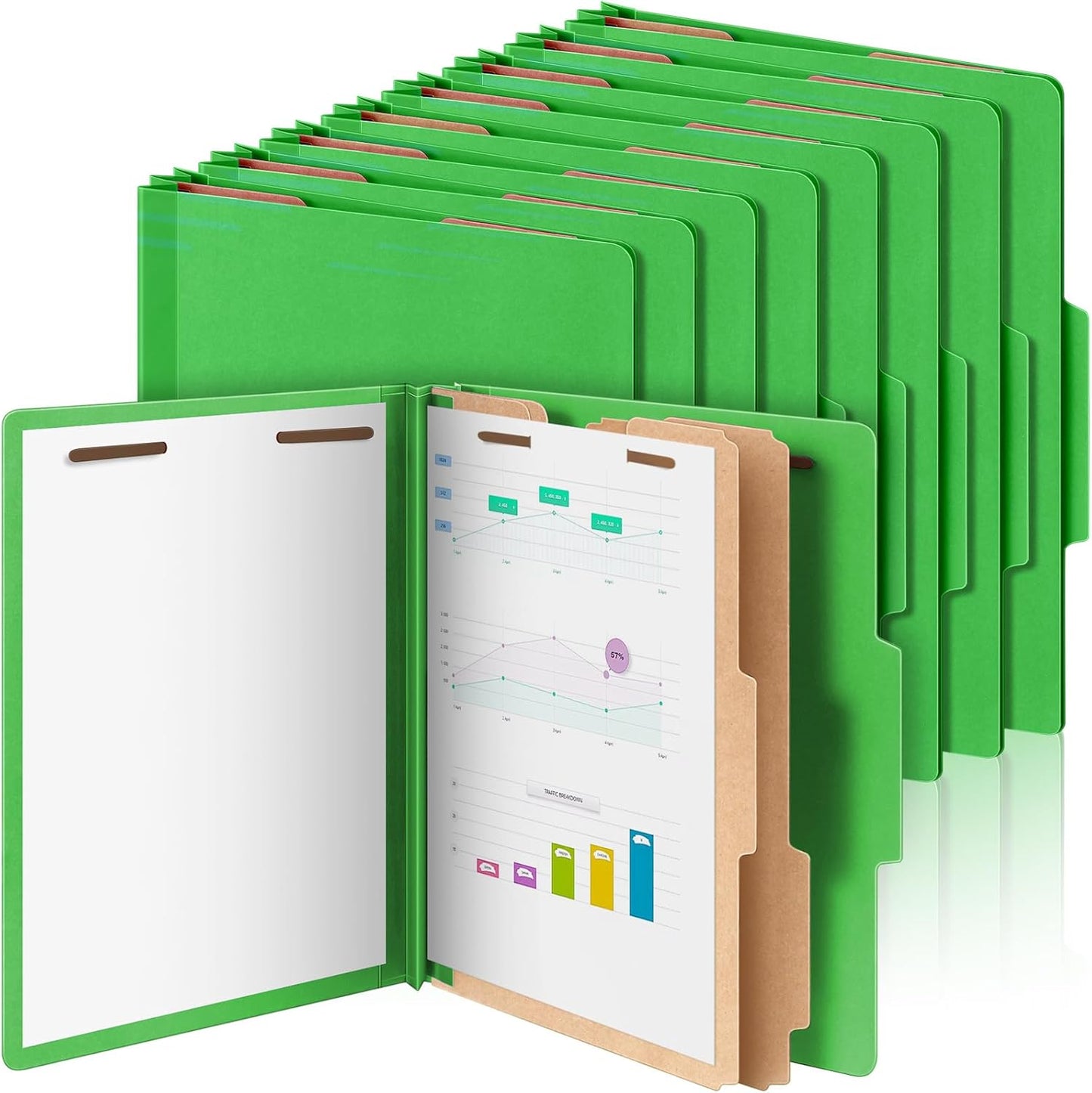 12 Pcs Classification Folders with 2 Dividers for Organizing