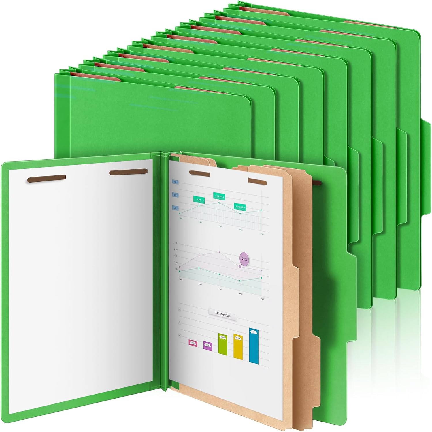 12 Pcs Classification Folders with 2 Dividers for Organizing