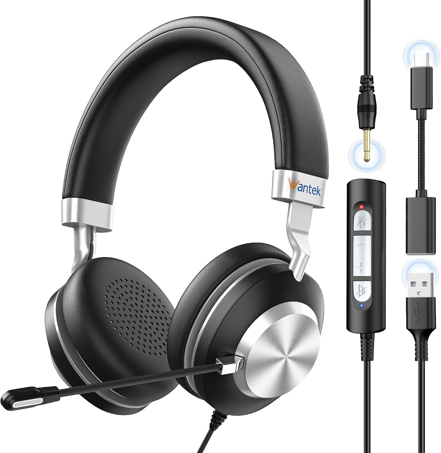 Wantek USB Headset with Microphone for Clear Calls and Comfort