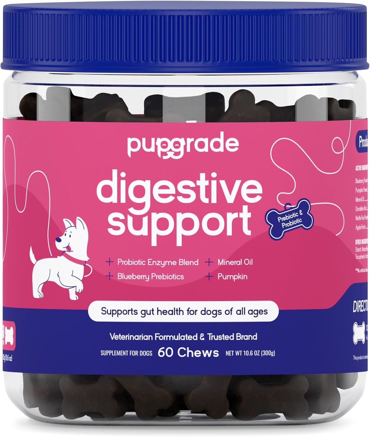 PupGrade Digestive Support Chews for Dogs - Probiotic Enzyme Blend