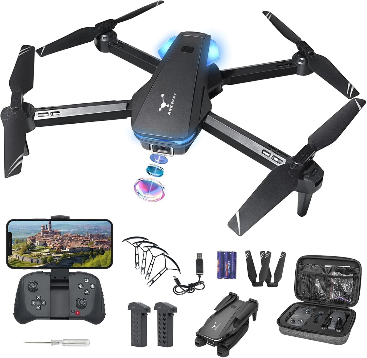 1080P Mini Camera Drone - Easy Voice Control, 2 Batteries, Fun 3D Flips!