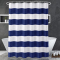 Navy Blue Shower Curtain Stripes 72in x 72in - Weighted Bottom