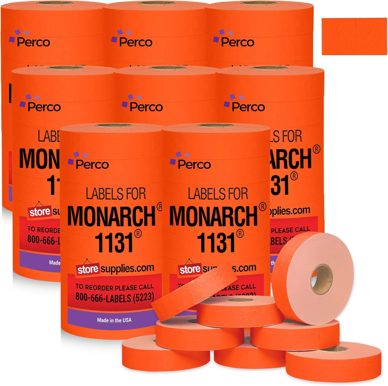 Perco Fluorescent Red Pricing Labels for Monarch 1131 Price Gun