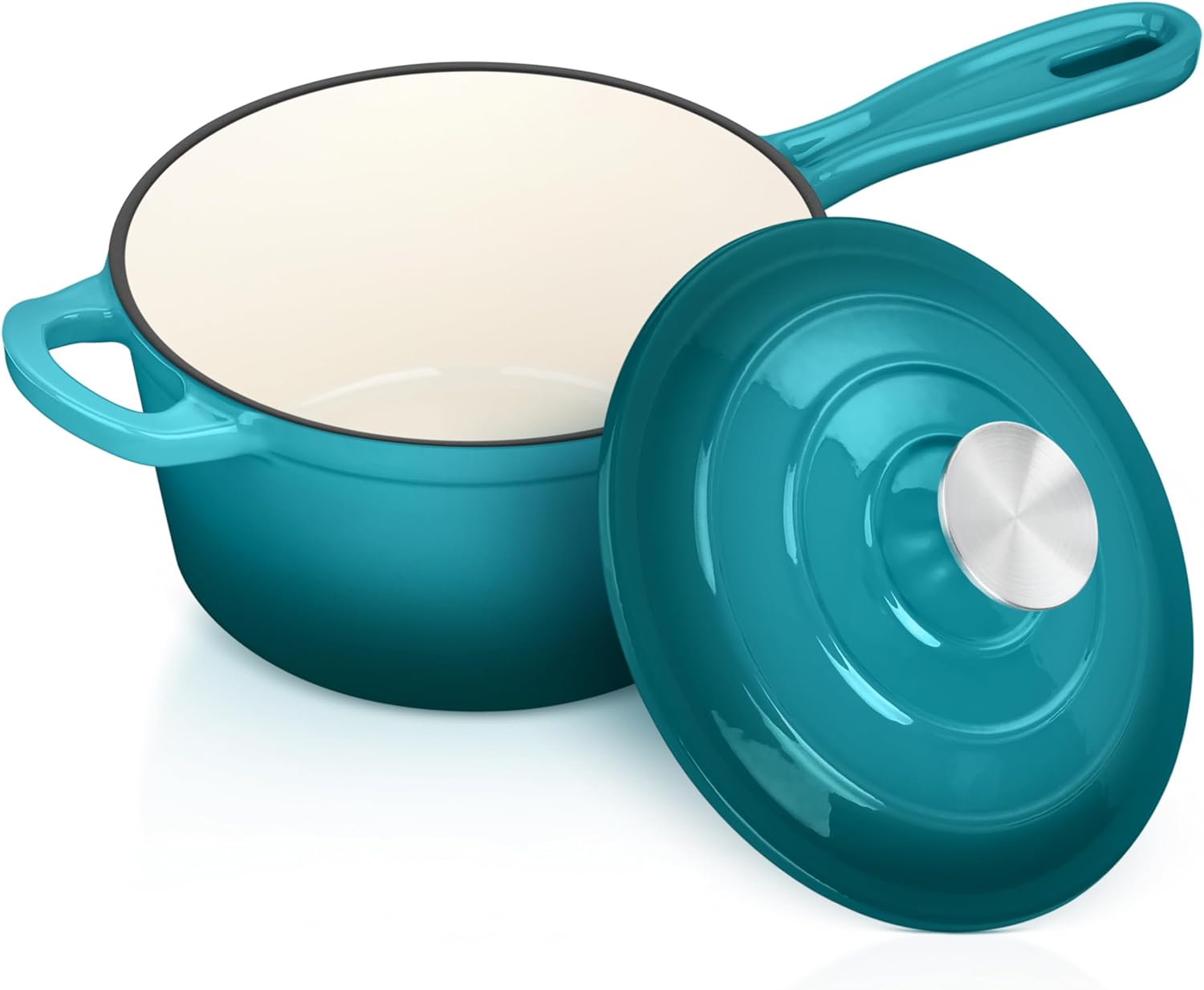 Enameled Cast Iron Sauce Pan with Lid for All Cooktops