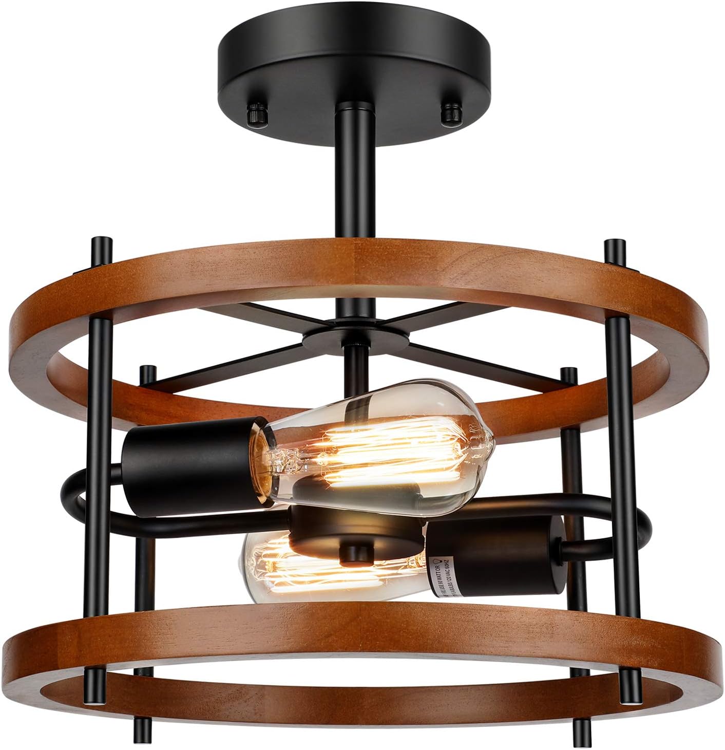 Lakumu 2-Light Retro Semi Flush Mount for Vintage Charm