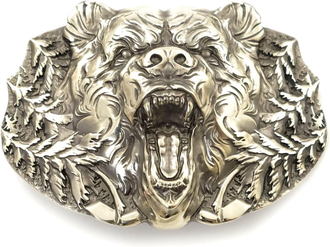 Wild Grizzly Bear Nickel Silver Belt Buckle for Unique Style