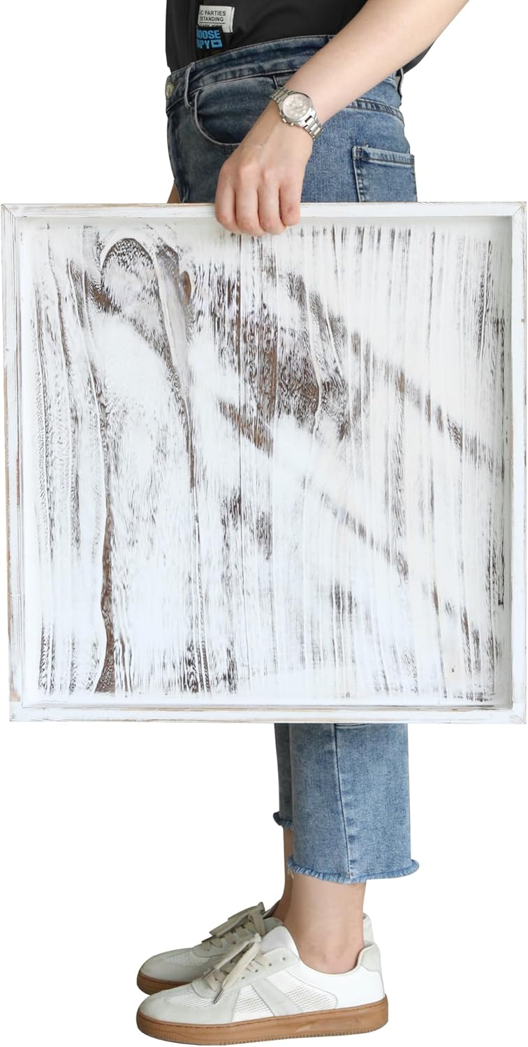 Extra Large Square Ottoman Tray for Rustic Farmhouse Decor