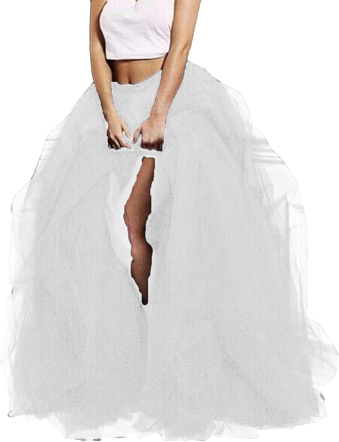 Lisong Women Maxi Tulle Floor Length Layered High Waist Skirt