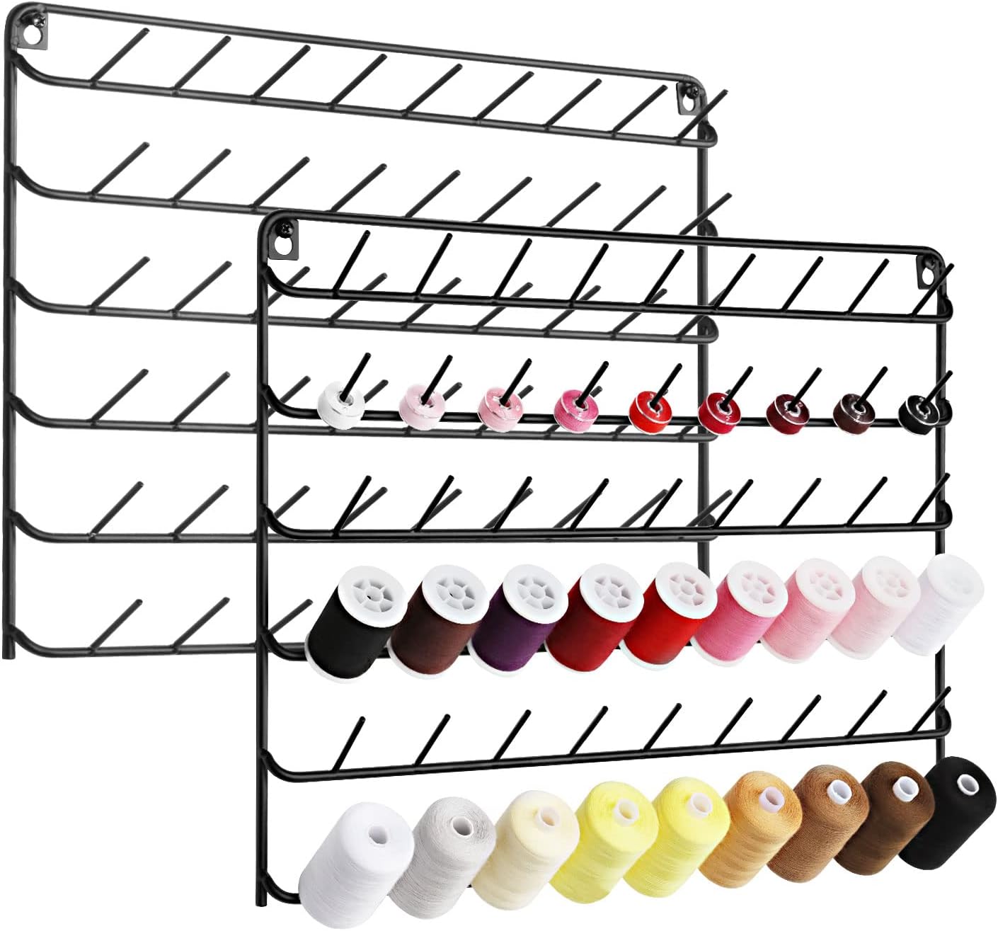 YBING Thread Holder Wall Mount 2 Pack for 54 Spools Storage