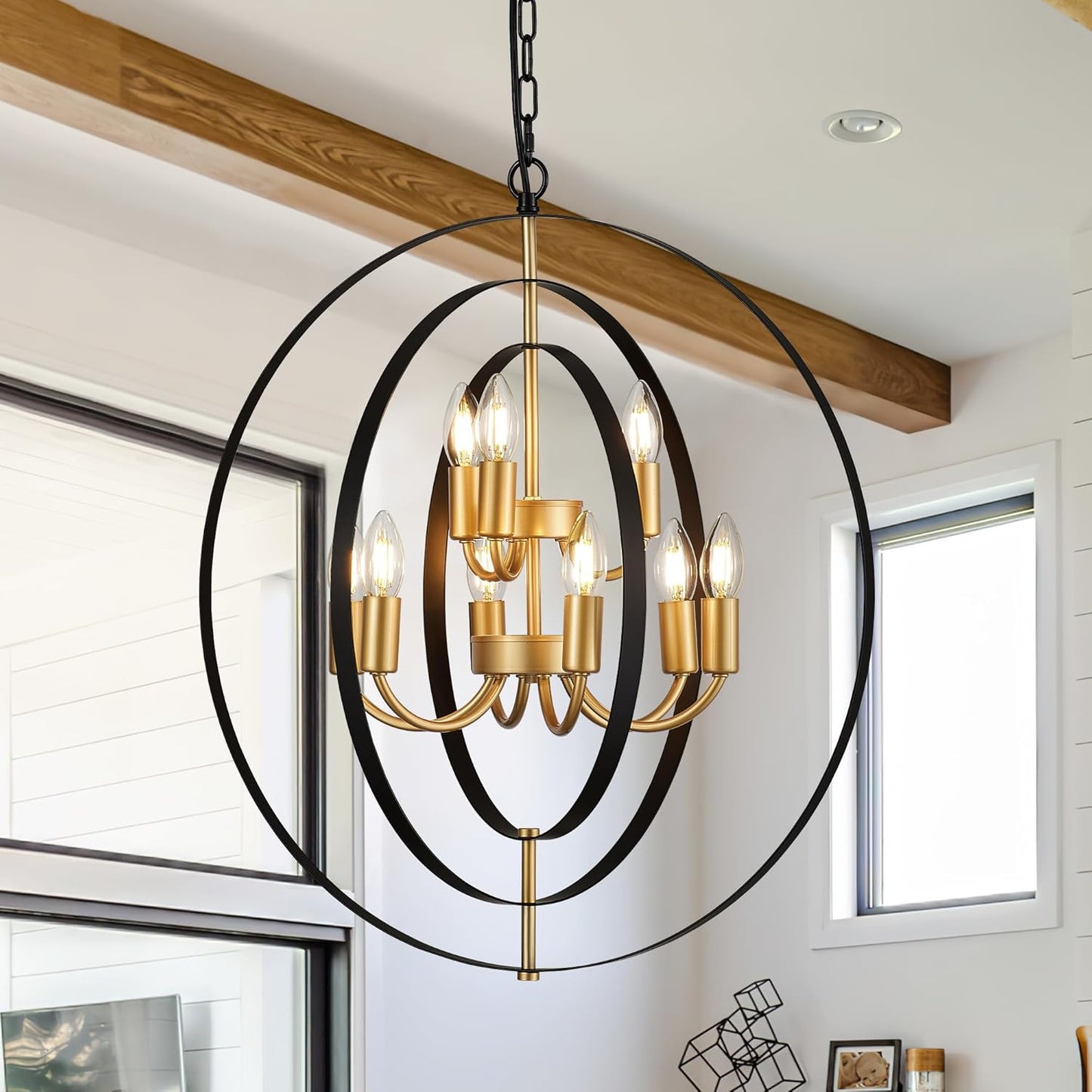 9-Light Globe Rustic Metal Chandelier for Stylish Home Decor