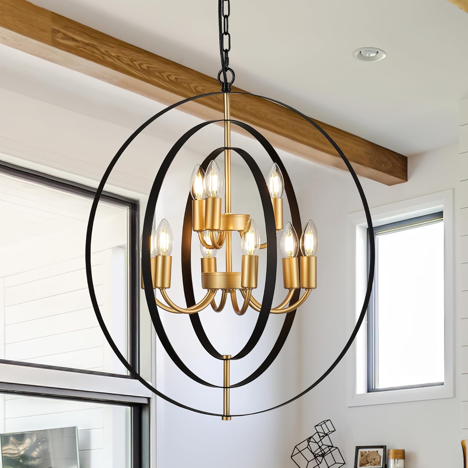 9-Light Globe Rustic Metal Chandelier for Stylish Home Decor