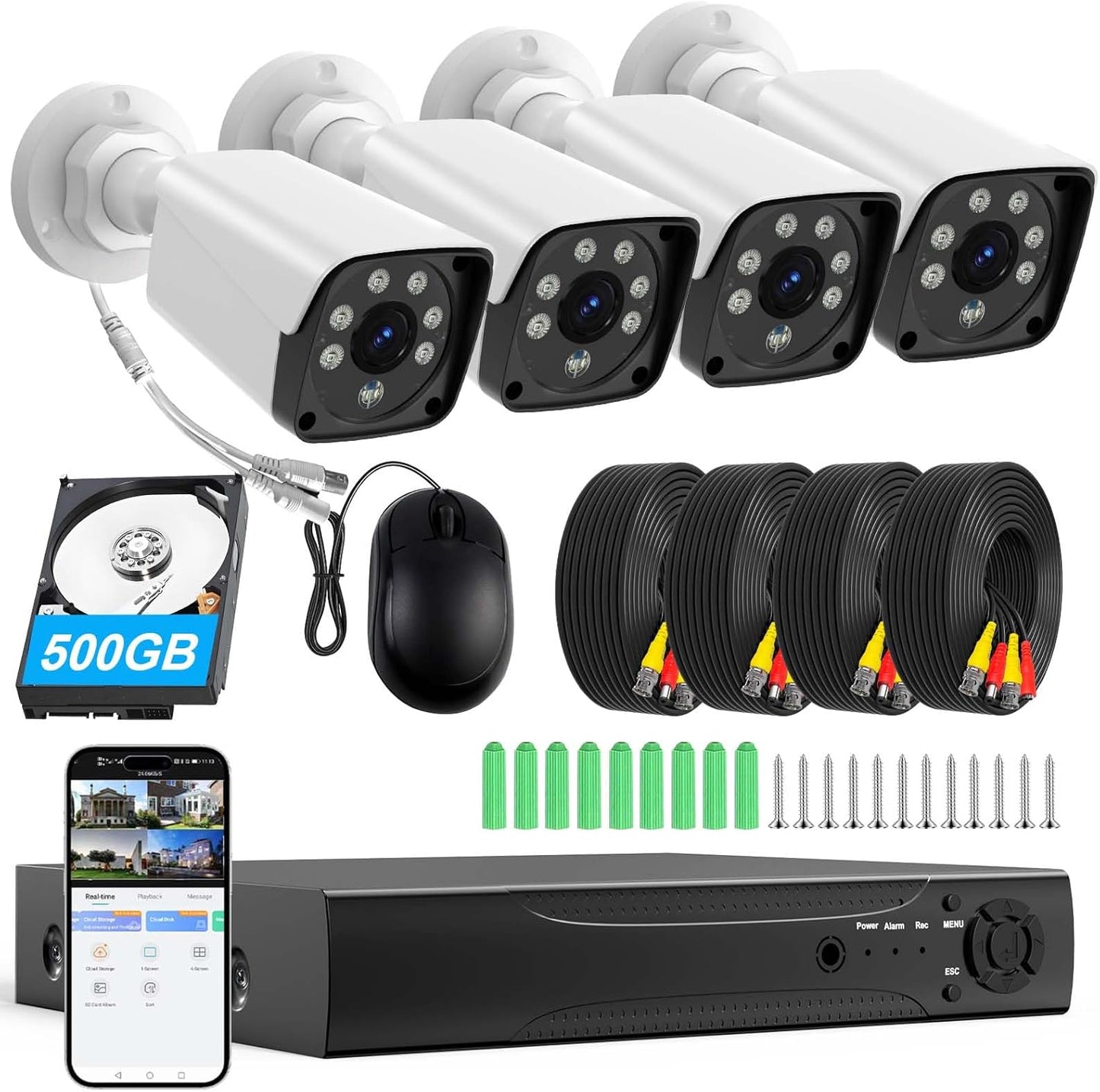 H.265+ Wired Security Camera DVR Kit with AI Human Detection